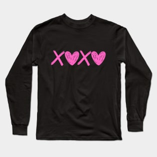 Xoxo Hearts - Hugs And Kisses Pink Color Long Sleeve T-Shirt